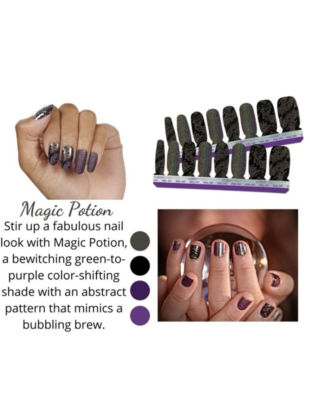 Color Street 100% Real Nail Polish Strips Retired Magic Potion, New Sealed
